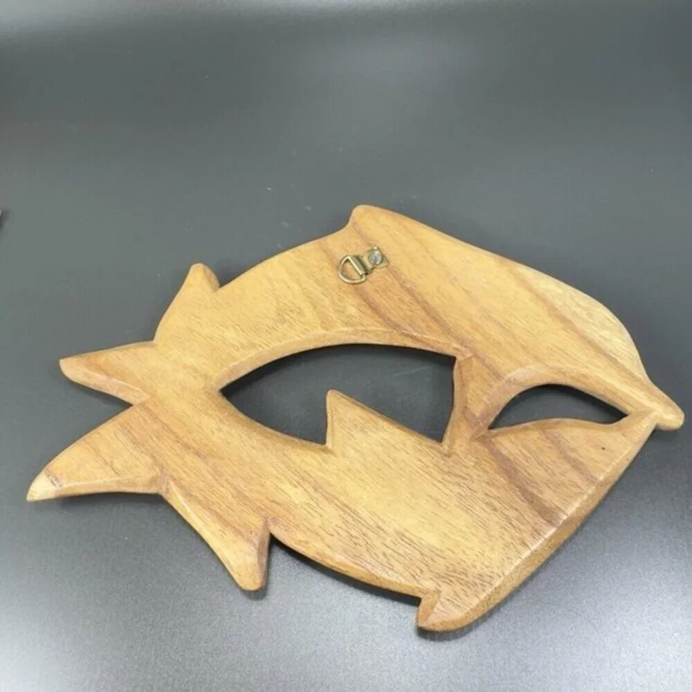 Vintage‎ Hand Carved Wood Dolphins Swimming Wall Art Wall Hanging Figurine Decor